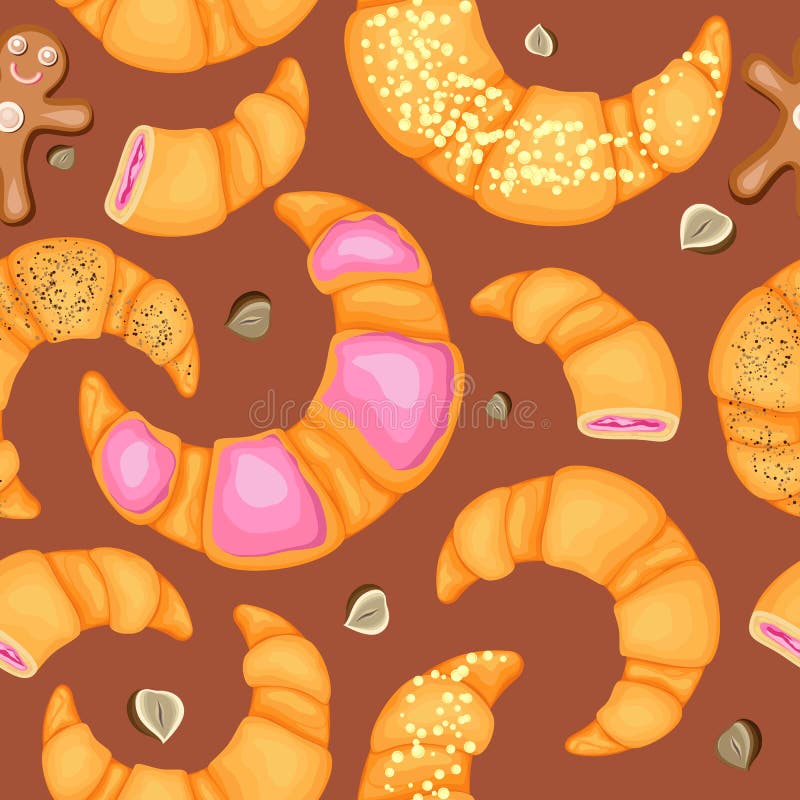 Download Vector Naadloos Patroon Van Croissants En Peperkoekmensen Vector Illustratie - Illustratie bestaande uit voedsel, herhaal: 107703415