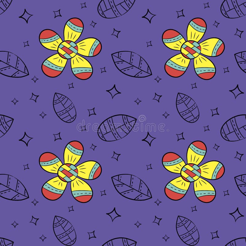Vector naadloos patroon van vlak bloemen en blad in Skandinavische getrokken stijlhand Gebruikt voor banners, presentaties, achte vector illustratie Vector naadloos patroon van vlak bloemen en blad in Skandinavische getrokken stijlhand Gebruikt voor banners, presentaties, achte vector illustratie