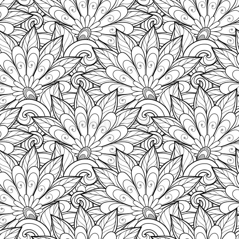 Vector Naadloos Zwart-wit Bloemenpatroon royalty-vrije illustratie Vector Naadloos Zwart-wit Bloemenpatroon royalty-vrije illustratie