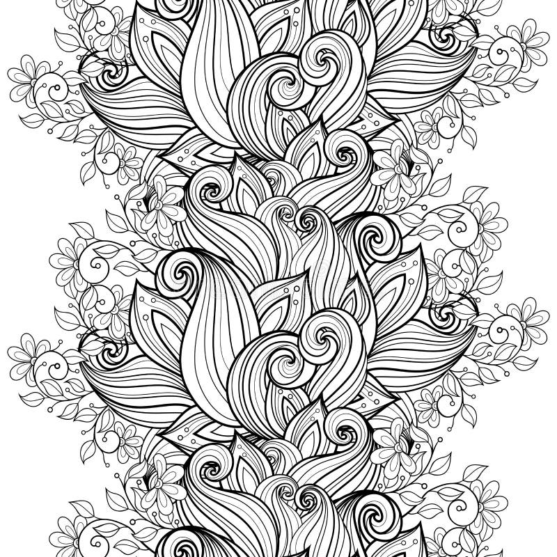 Vector Naadloos Zwart-wit Bloemenpatroon stock illustratie Vector Naadloos Zwart-wit Bloemenpatroon stock illustratie