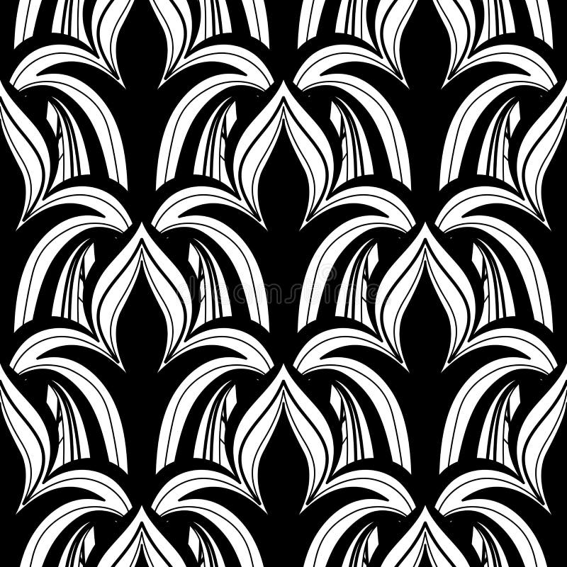 Vector Naadloos Zwart-wit Damastpatroon stock illustratie Vector Naadloos Zwart-wit Damastpatroon stock illustratie