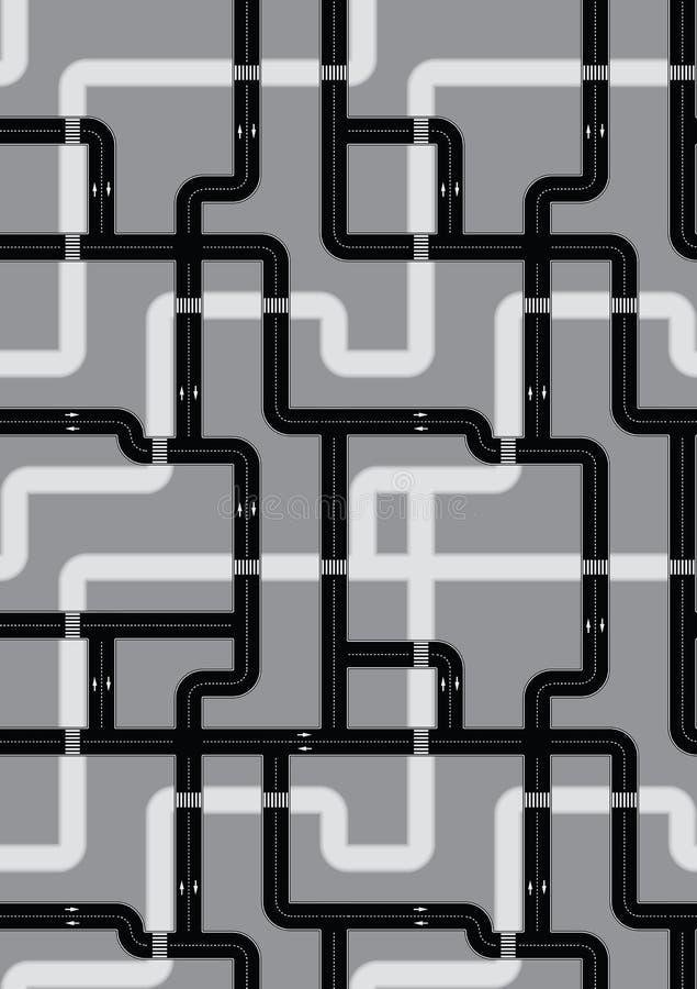 Vector naadloze achtergrond - wegen en voetpaden vector illustratie