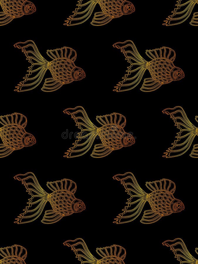 Vector nahtloses Muster von den goldenen Fischen der Steigung Gold vektor abbildung Vector nahtloses Muster von den goldenen Fischen der Steigung Gold vektor abbildung