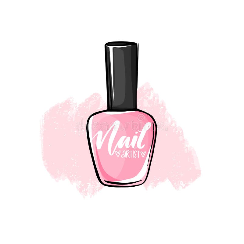 Vector Nail Polish Bottle. Handwritten Lettering about Nails and Manicure  Stock Vector - Illustration of girls, paint: 167482087