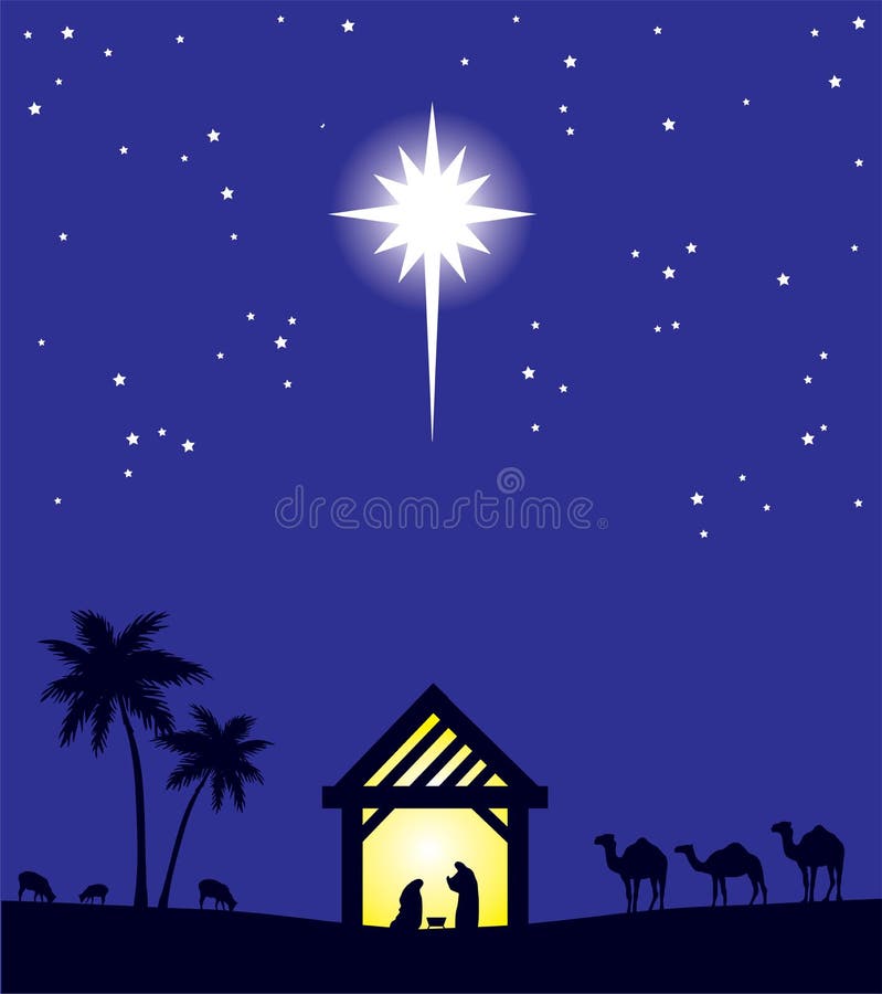 Vector Nativity Scene Christmas Background. Bethlehem Star. royalty free illustration Vector Nativity Scene Christmas Background. Bethlehem Star. royalty free illustration