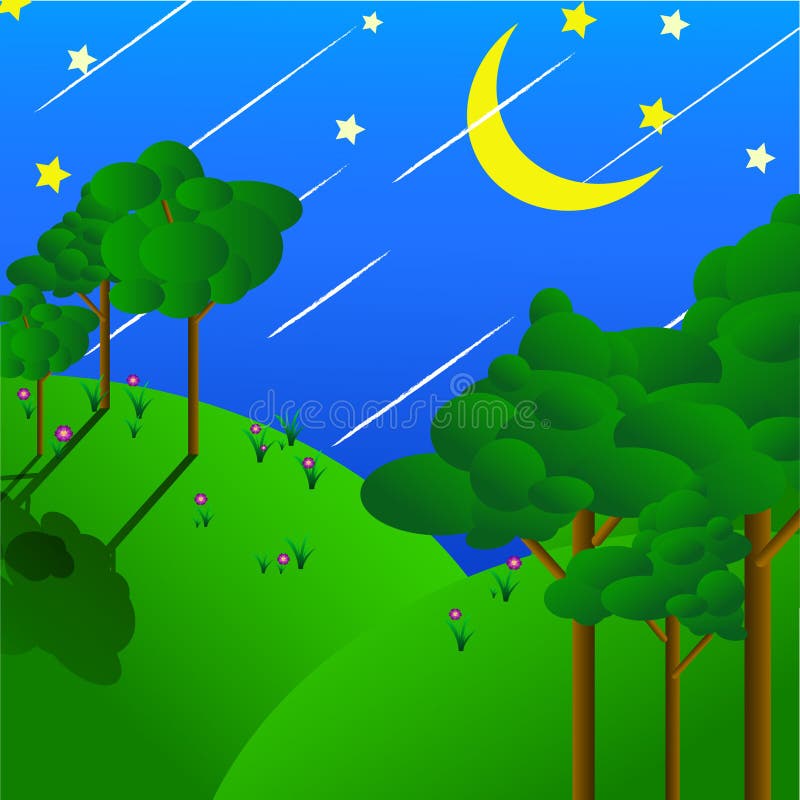 Vector of nature background illustrator eps 10. Grass night sky background vectors