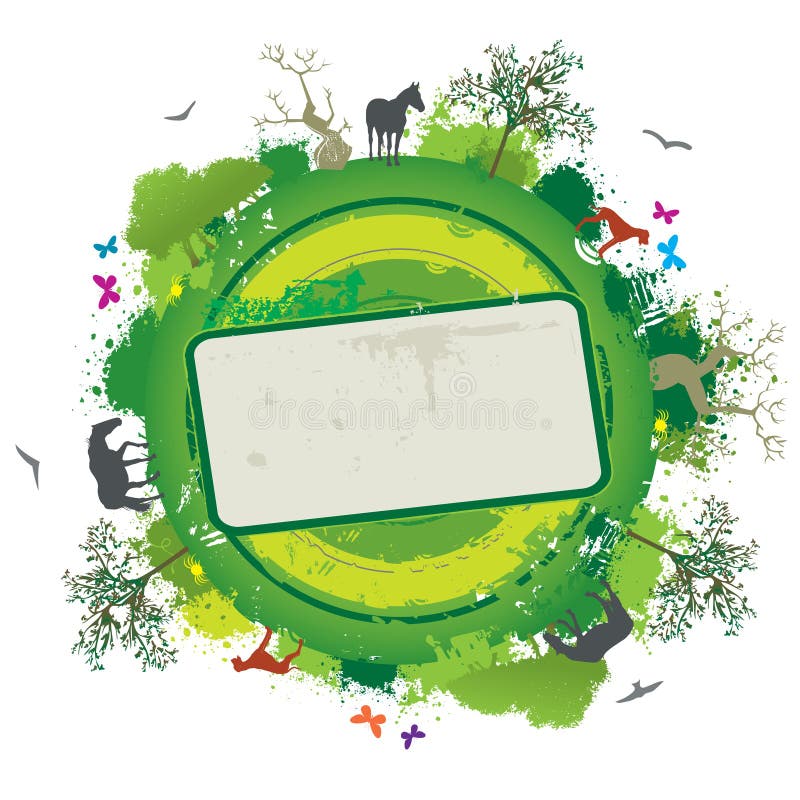Vector Nature Grunge Banner with Trees and Animals vector illustration Vector Nature Grunge Banner with Trees and Animals vector illustration