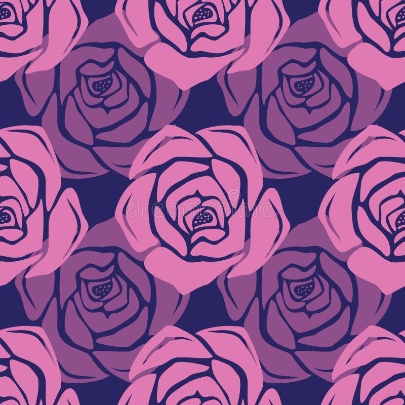Vector Navy Pink Floral Pattern Background Stock Vector Illustration