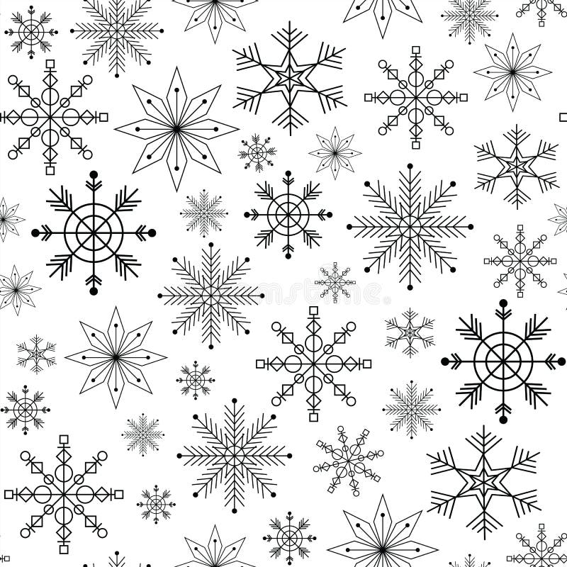 Vector Negro Y Blanco Copos De Nieve De Invierno Sin Inconvenientes  Ilustración del Vector - Ilustración de textura, navidad: 169531033