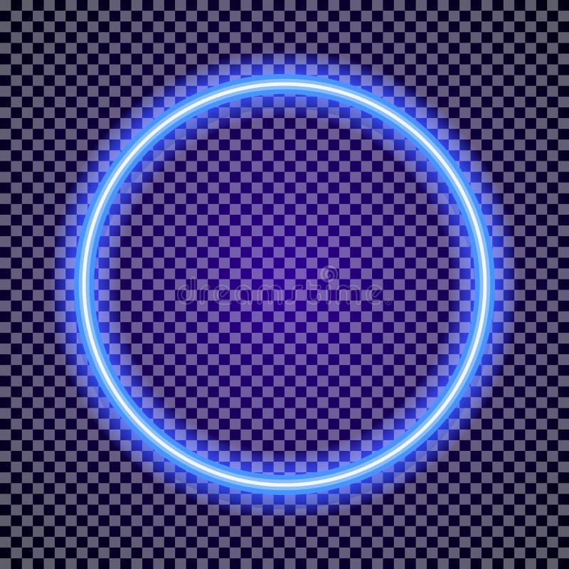 Vector Neon Circle Frame Cyan Color On Transparent Background Stock