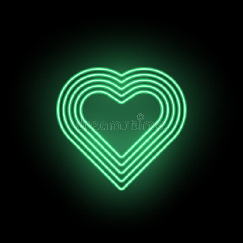 Vector Neon Heart, Neon Silhouette of Green Heart vector illustration Vector Neon Heart, Neon Silhouette of Green Heart vector illustration