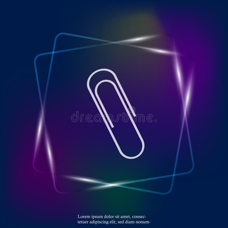 Vector Neon Light Icon of a Paper Clip. Layers Grouped for Easy Stock