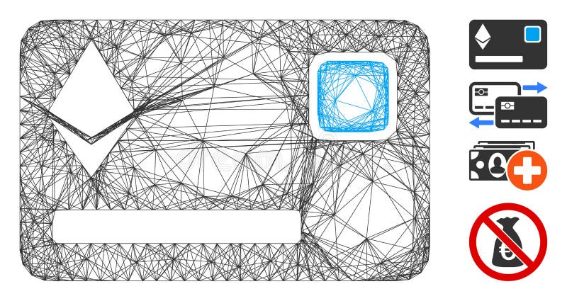 Linear Ethereum Credit Card Vector Mesh vector illustration