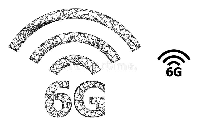Linear Mesh 6G Radio Source Icon vector illustration