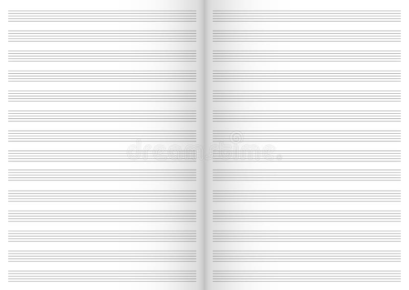 Vector Note Sheet, Musical Staff A4 Format. Stock Vector Illustration