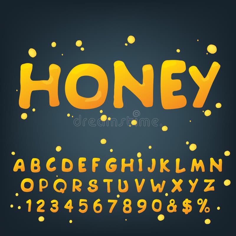 Vector numbers and symbols made of honey. royalty free illustration