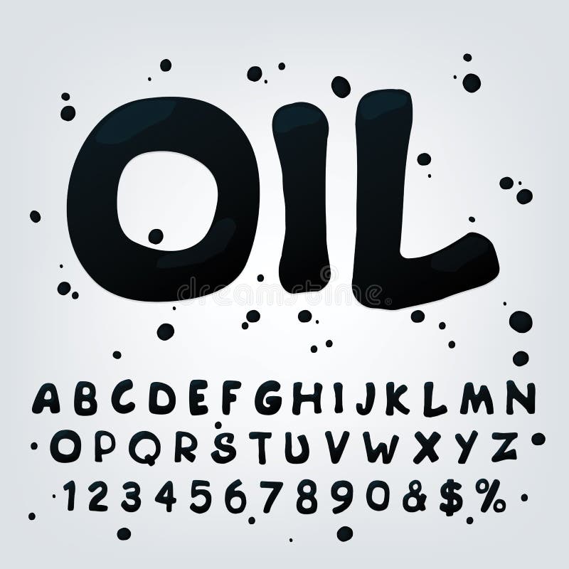 Vector numbers and symbols made of oil vector illustration
