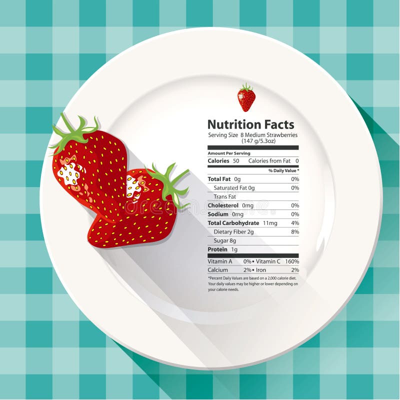 Strawberry Nutrition Facts stock vector. Illustration of label 53685028
