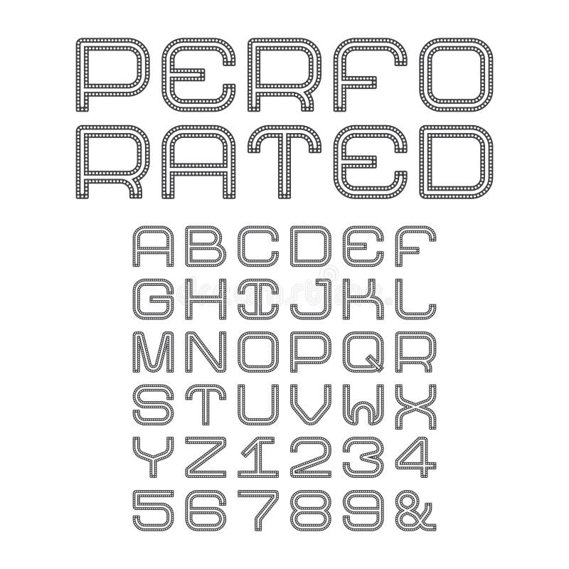 Vector o alfabeto com letras principais perfuradas no estilo liso ilustração stock Vector o alfabeto com letras principais perfuradas no estilo liso ilustração stock