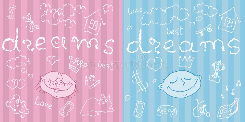 Vector o fundo com um grupo de menina de sorriso bonito no fundo cor-de-rosa e de menino em SONHOS da impressão do azul e da nuve ilustração do vetor Vector o fundo com um grupo de menina de sorriso bonito no fundo cor-de-rosa e de menino em SONHOS da impressão do azul e da nuve ilustração do vetor