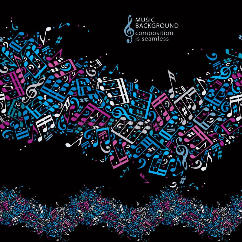 Vector o fundo sem emenda pontilhado colorido da música, horizonte brilhante ilustração stock Vector o fundo sem emenda pontilhado colorido da música, horizonte brilhante ilustração stock