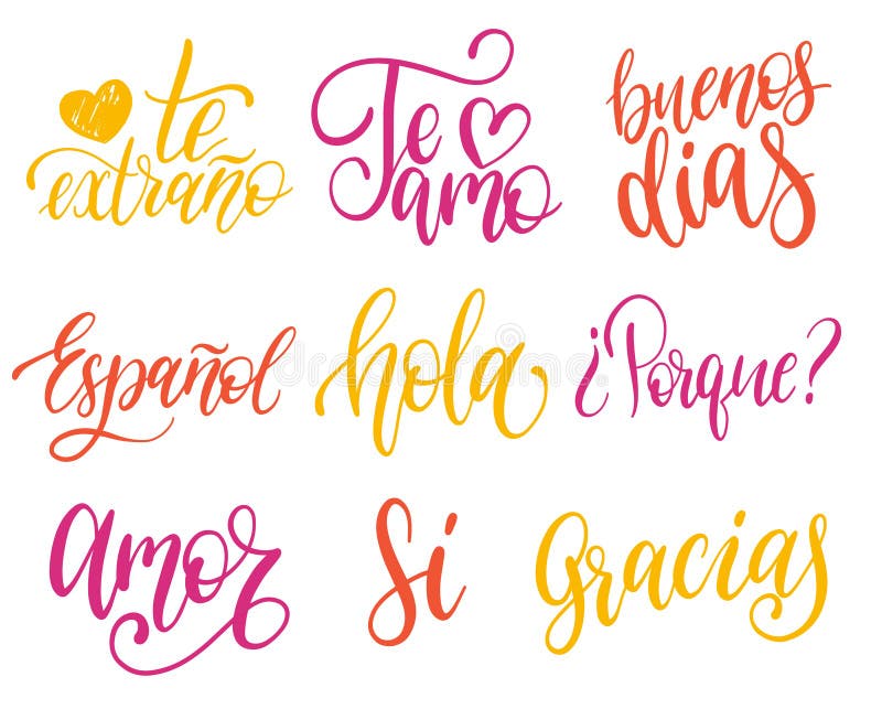 Vector O Grupo Caligráfico De Tradução Espanhola Thank Você, O Bom Dia Etc. Coleção Comum Da Rotulação Da Mão Das Palavras Ilustração do Vetor - Ilustração de cursivo, inglês: 98863552 Vector O Grupo Caligráfico De Tradução Espanhola Thank Você, O Bom Dia Etc. Coleção Comum Da Rotulação Da Mão Das Palavras Ilustração do Vetor - Ilustração de cursivo, inglês: 98863552