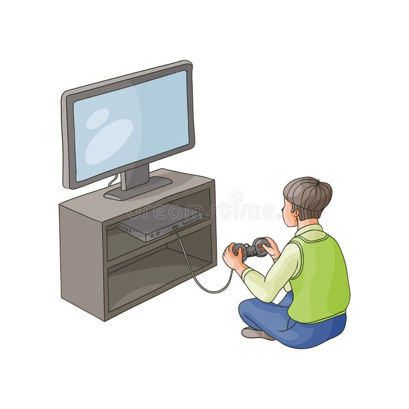 Os Jogos De Vídeo Jogam Desenhos Animados Do Console Ilustração do