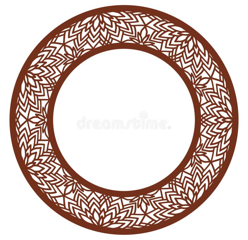 Vector o quadro redondo laçado do estêncil com teste padrão a céu aberto cinzelado Molde para o design de interiores, convites do ilustração do vetor Vector o quadro redondo laçado do estêncil com teste padrão a céu aberto cinzelado Molde para o design de interiores, convites do ilustração do vetor