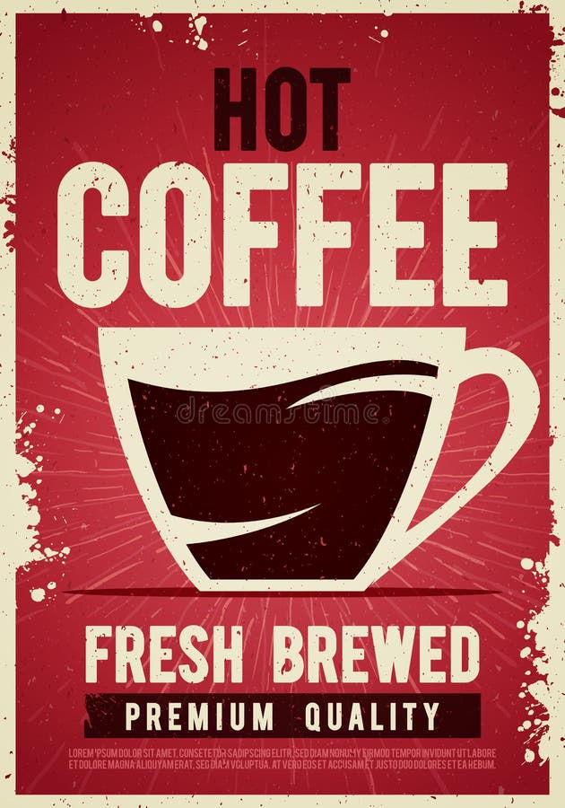 Vector o sinal retro da lata do molde do cartaz do vintage da cafetaria da ilustração com o copo para a decoração interior da bar ilustração royalty free Vector o sinal retro da lata do molde do cartaz do vintage da cafetaria da ilustração com o copo para a decoração interior da bar ilustração royalty free