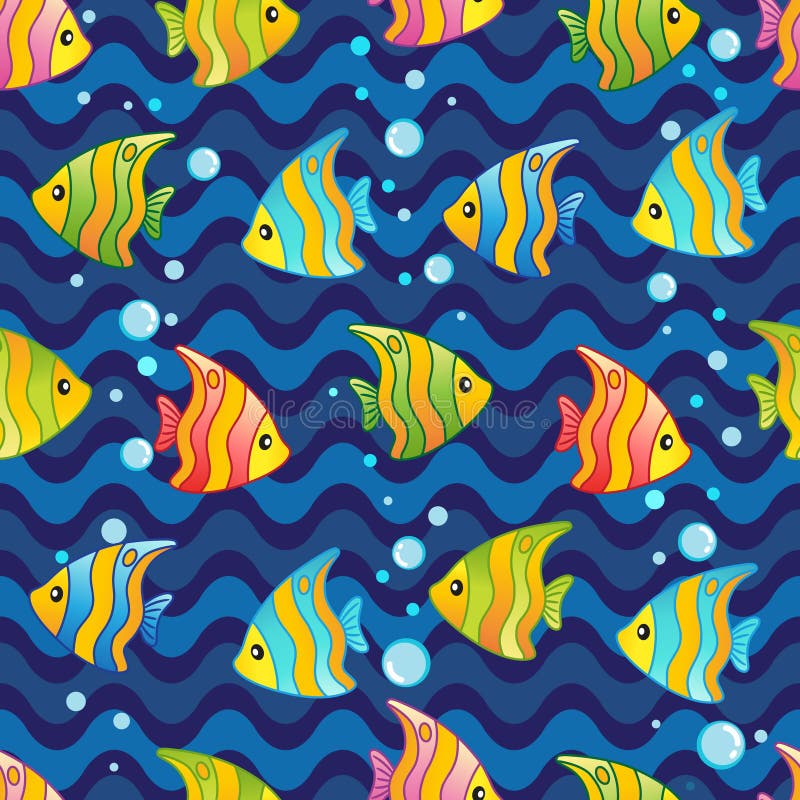 Vector o teste padrão com projeto subaquático e as criaturas engraçadas do mar ilustração do vetor Vector o teste padrão com projeto subaquático e as criaturas engraçadas do mar ilustração do vetor