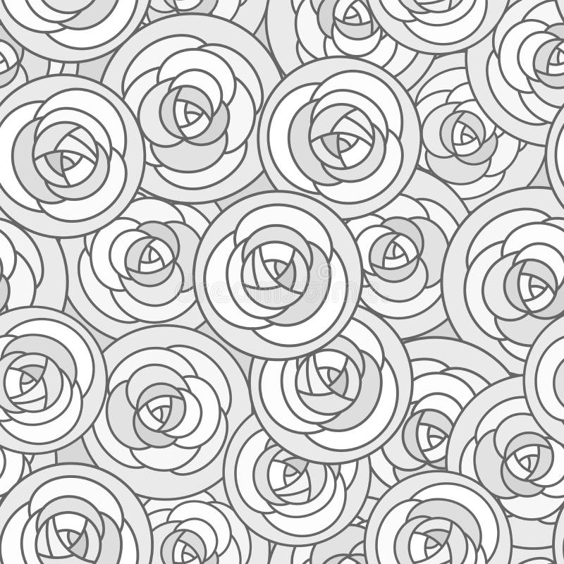 Vector o teste padrão sem emenda com as rosas decorativas do esboço em tons cinzentos Fundo floral bonito, flores abstratas à mod ilustração royalty free Vector o teste padrão sem emenda com as rosas decorativas do esboço em tons cinzentos Fundo floral bonito, flores abstratas à mod ilustração royalty free
