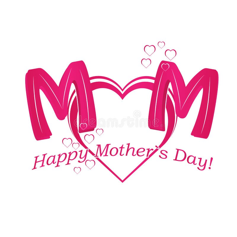 Vector o texto feliz do dia de mãe com coração no colo vermelho e roxo ilustração royalty free Vector o texto feliz do dia de mãe com coração no colo vermelho e roxo ilustração royalty free