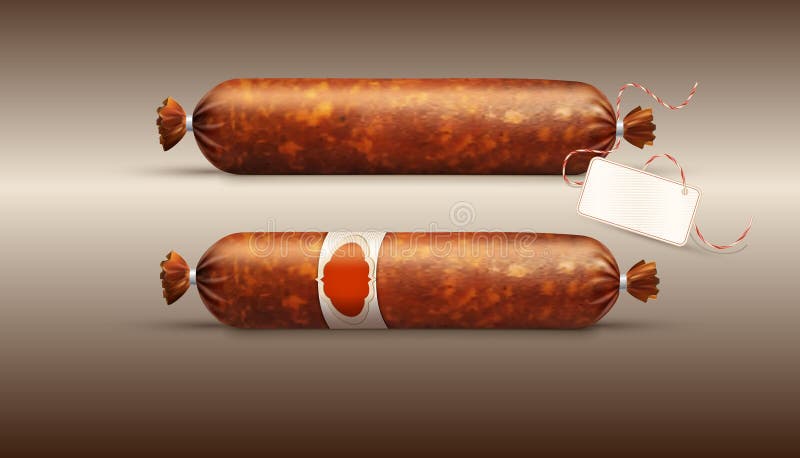 Vector object. Smoked sausage salami in realism style, isolate