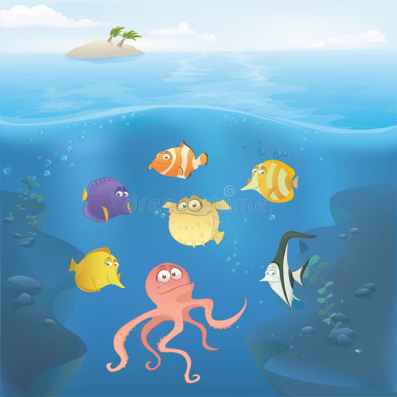 Vector Ocean Underwater Illustration Stock Vector - Illustration of
