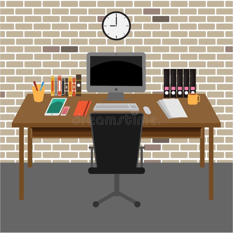 Vector Office room workspace stock illustration