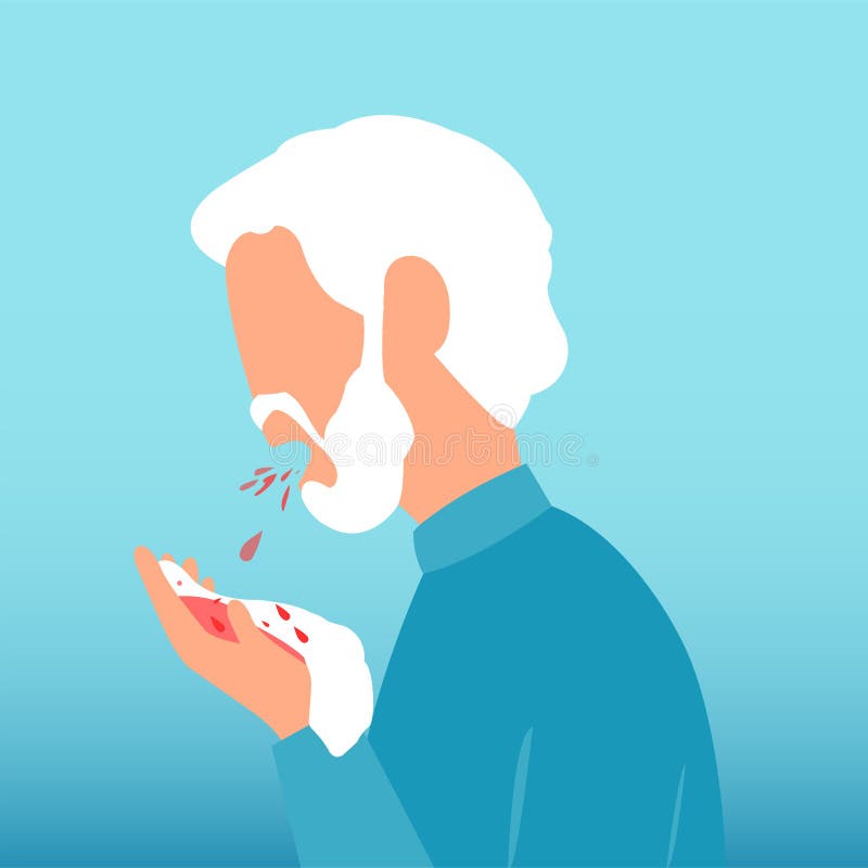 Vector of an Old Man Coughing Up Blood Stock Illustration