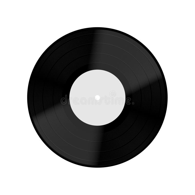 Silver Vinyl Record with Black Blank Label. 3d Rendering Stock