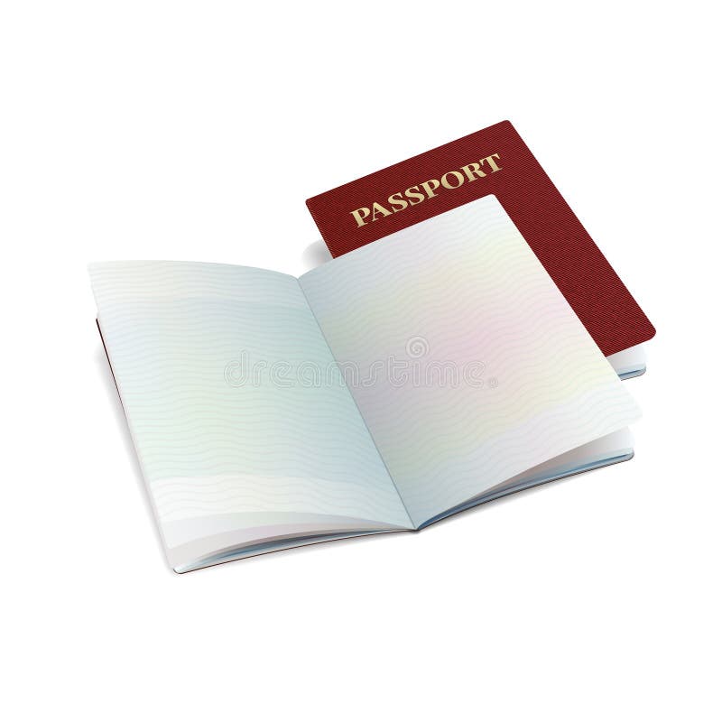 Vector open international passport template with clean pages vector illustration