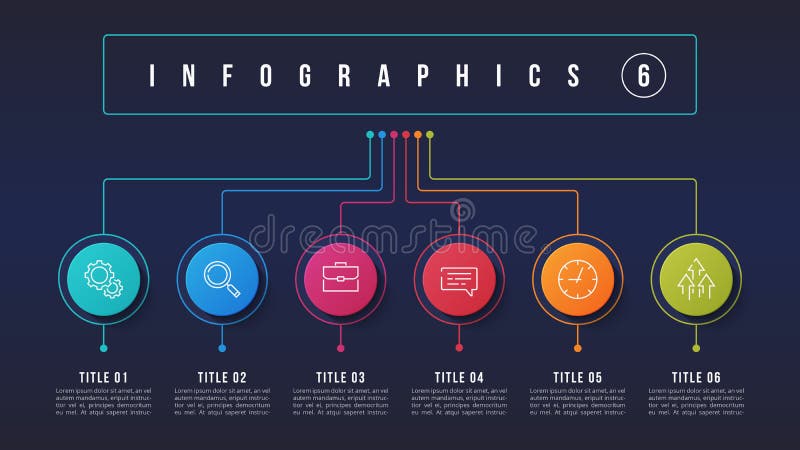 Vector 6 opções projeto infographic, carta de estrutura, presentati ilustração royalty free Vector 6 opções projeto infographic, carta de estrutura, presentati ilustração royalty free