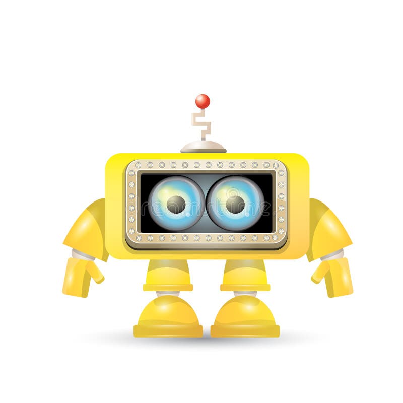 Vector Orange Cartoon Robot Isolated on White Stock Vector