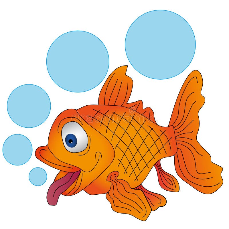 Vector orange fish with bubbles royalty free illustration