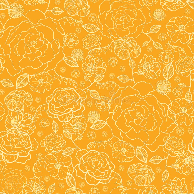 Vector Orange and Gold Flower Garden Seamless Repeat Pattern Background  Texture. Perfect for Wedding Invitations Stock Vector - Illustration of  lines, ornament: 91359448