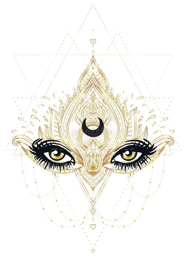 Vector ornamental Lotus flower, all-seeing eye, patterned Indian stock illustration Vector ornamental Lotus flower, all-seeing eye, patterned Indian stock illustration