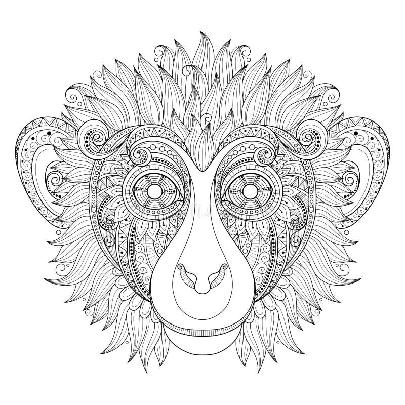 Vector Ornate Monkey Head vector illustration