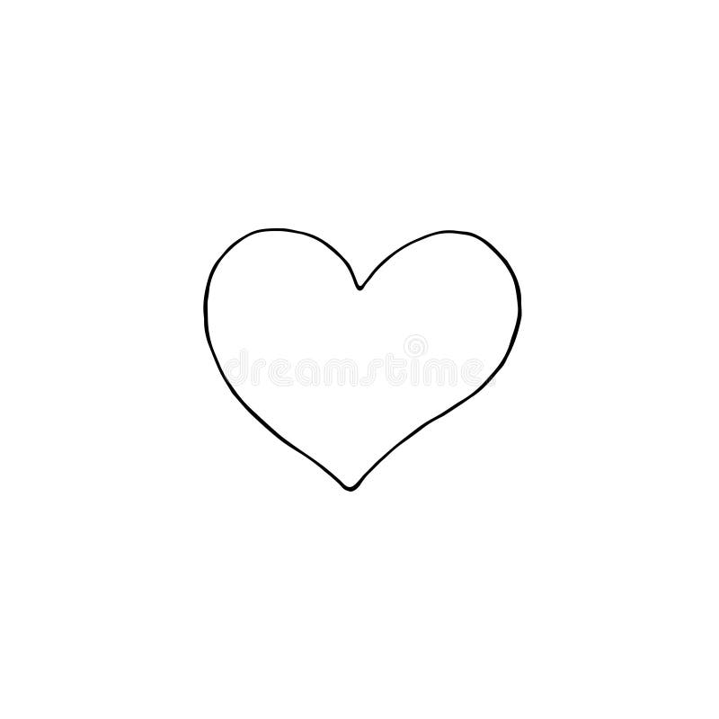 Vector outline of a heart. Valentine`s Day, Easter, holidays clip art design element. Hand drawn, black and white, simple. Illustration in doodle style stock illustration