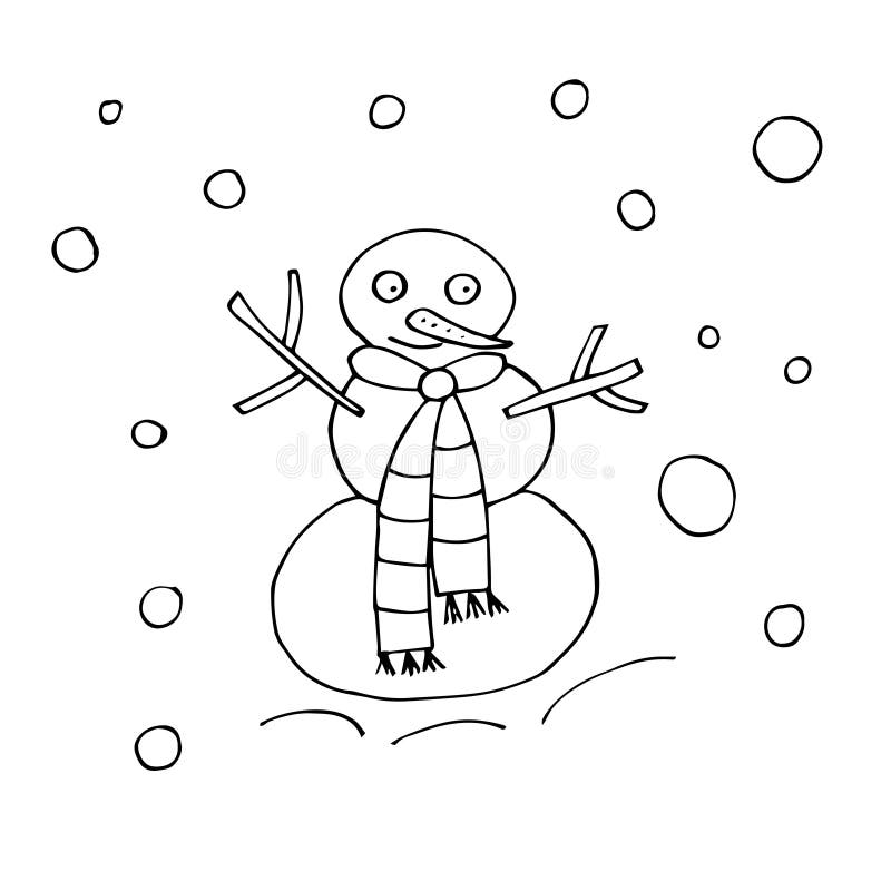 Vector Outline of a Snowman Stock Vector - Illustration of holiday ...