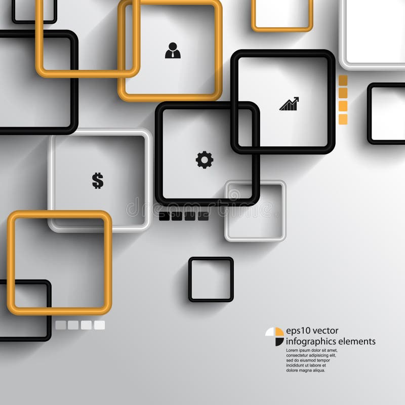 Vector overlapping geometric squares infographics background