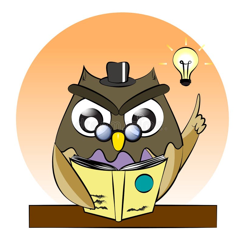 A vector of owl reading book,owl genius,clever owl read book stock illustration A vector of owl reading book,owl genius,clever owl read book stock illustration
