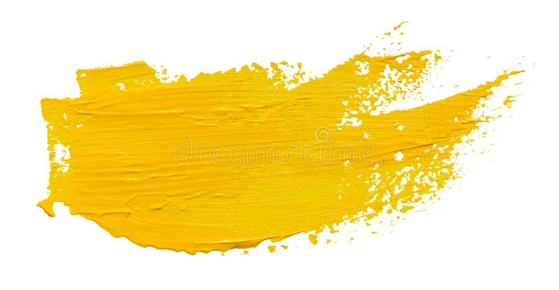 Vector Paint Brush Stroke Texture Isolated on White - Yellow Acrylic ...