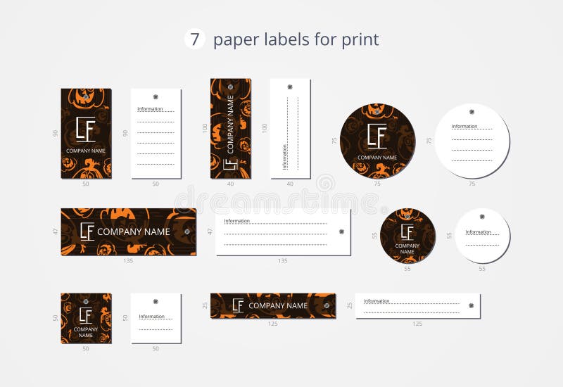 Vector Paper Clothing Labels for Print with Pattern Passionfruit and